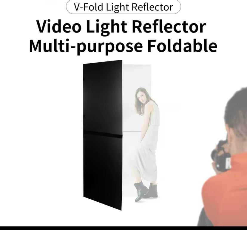 Foldable v Flat light reflector for photography and videography 6.7 ft by 6.7ft when full unfolded.