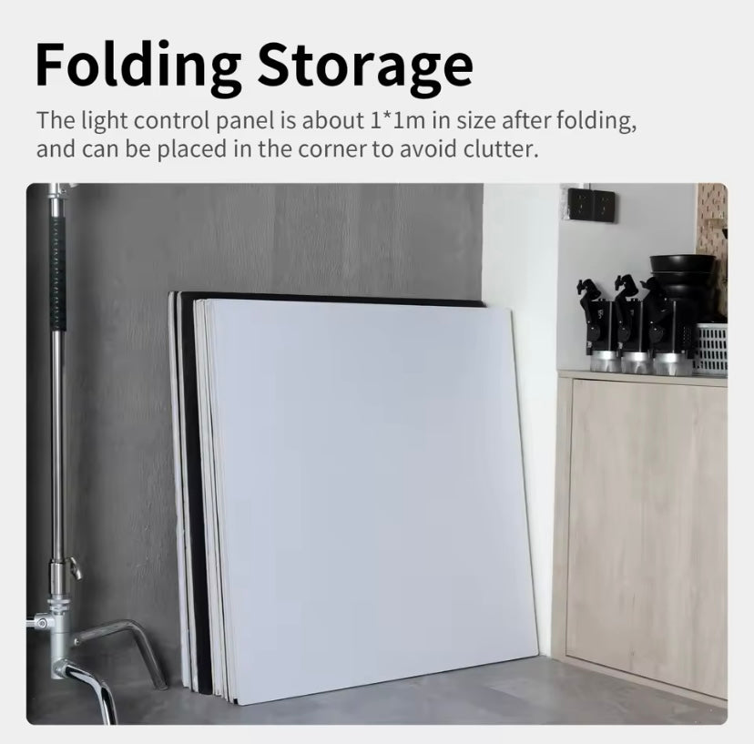 Foldable v Flat light reflector for photography and videography 6.7 ft by 6.7ft when full unfolded.