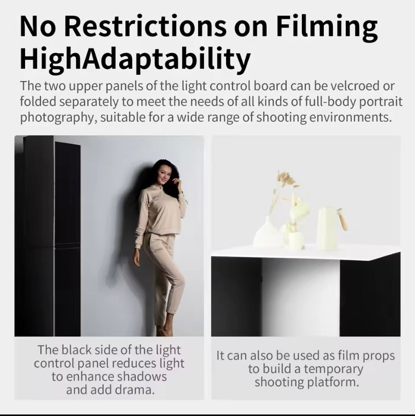 Foldable v Flat light reflector for photography and videography 6.7 ft by 6.7ft when full unfolded.