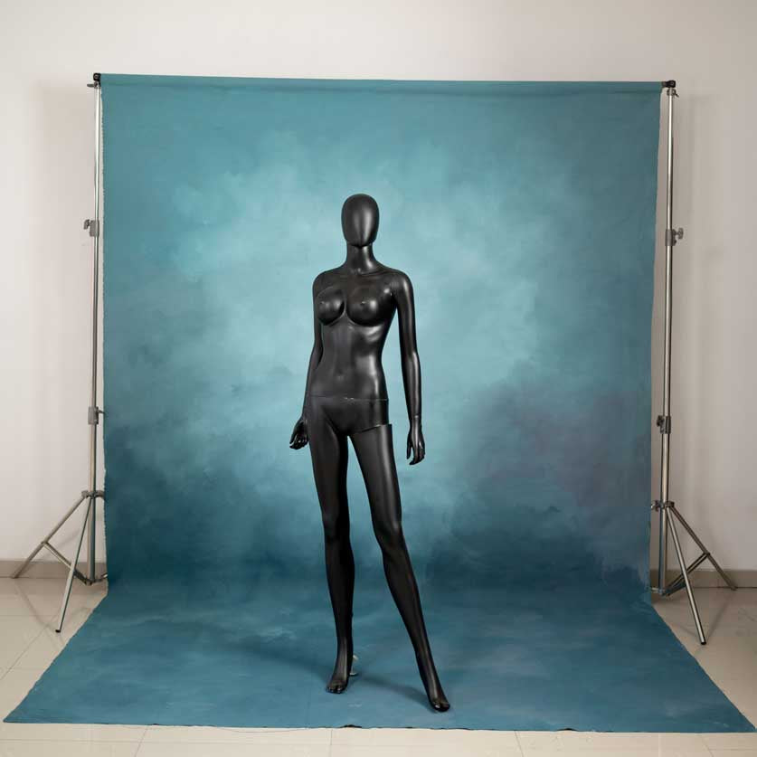 CLEMMS shade blue with a touch of brown. Hand painted backdrop Color